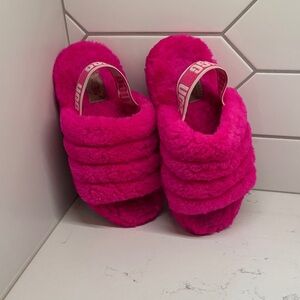 UGG Fuchsia Fluffy Slippers